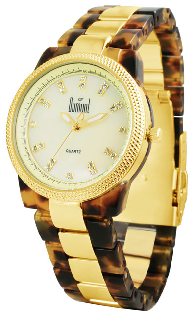 Relógio Dumont pulseira em resina jacaré feminino igual Michael Kors